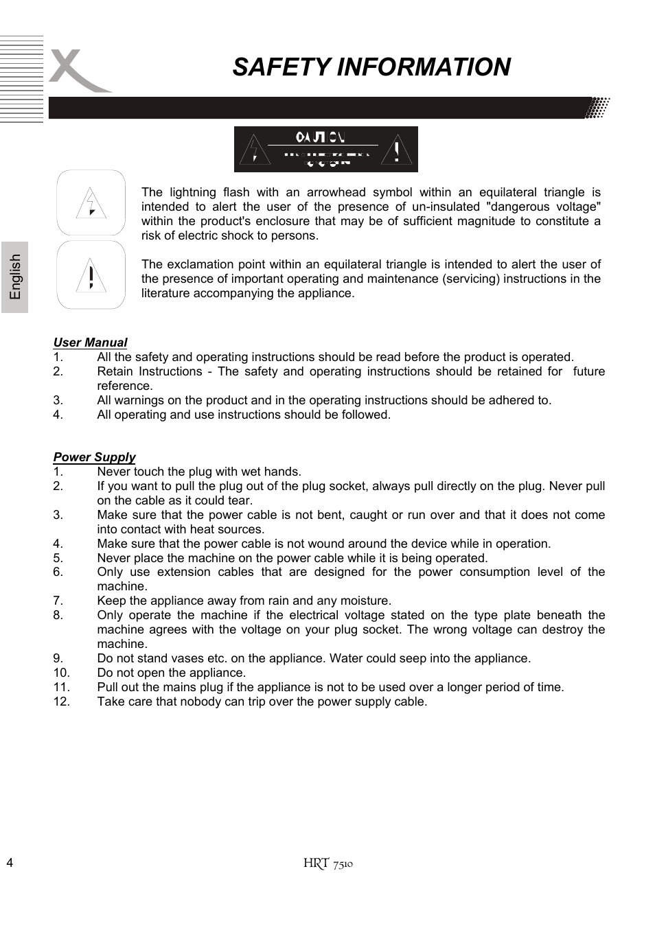 Safety information | Xoro HRT 7510 User Manual | Page 44 / 102