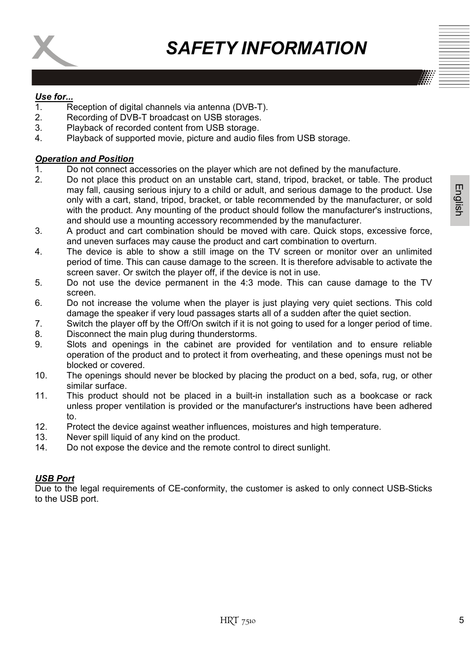 Safety information | Xoro HRT 7510 User Manual | Page 45 / 102