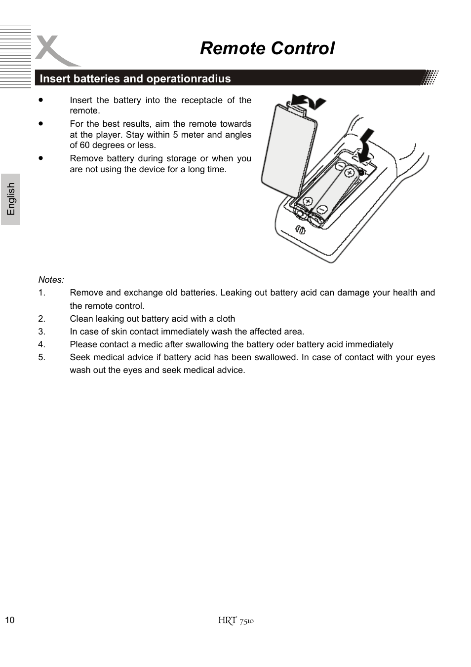 Remote control | Xoro HRT 7510 User Manual | Page 50 / 102
