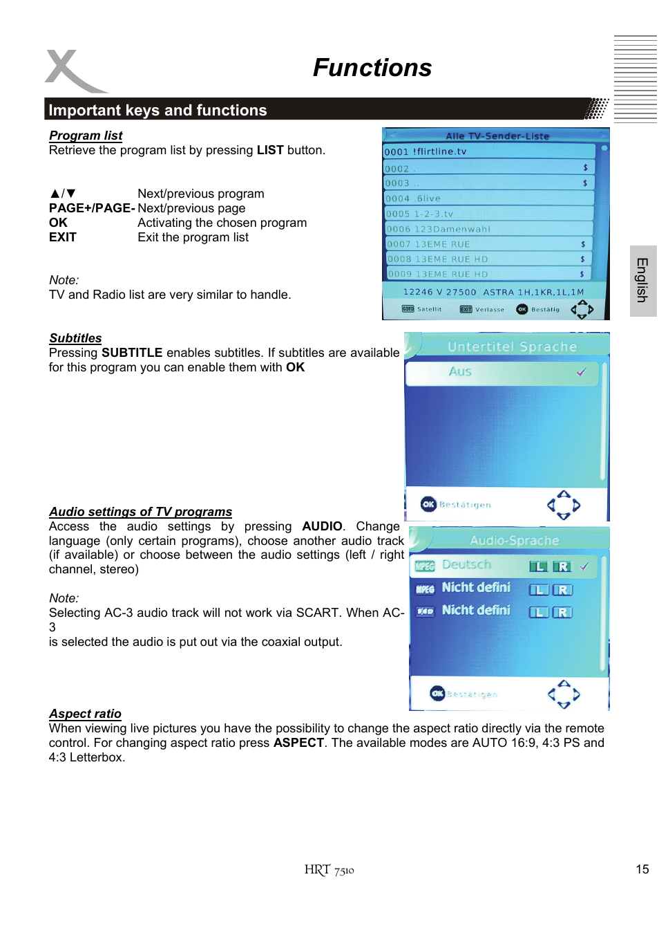 Functions | Xoro HRT 7510 User Manual | Page 55 / 102