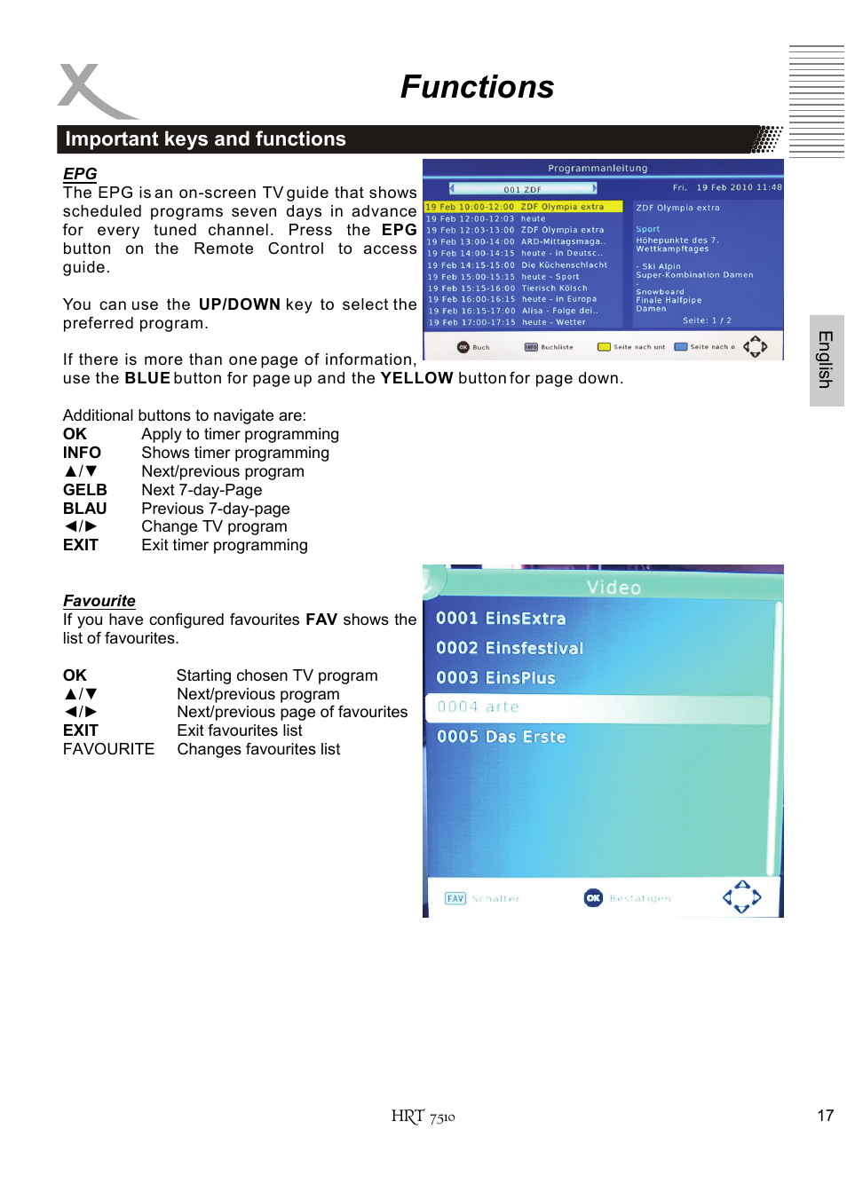 Functions | Xoro HRT 7510 User Manual | Page 57 / 102