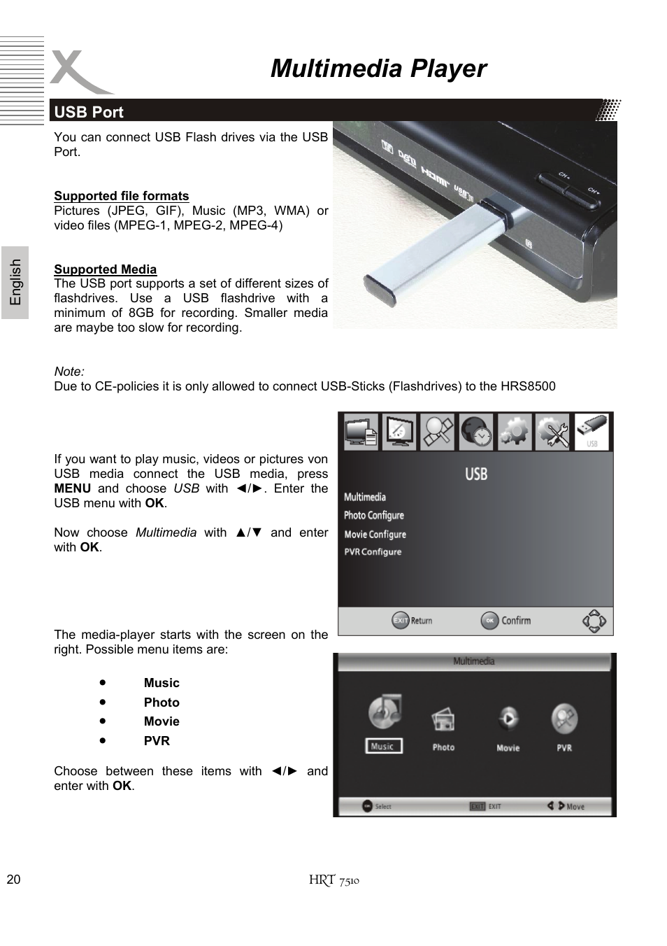 Multimedia player | Xoro HRT 7510 User Manual | Page 60 / 102