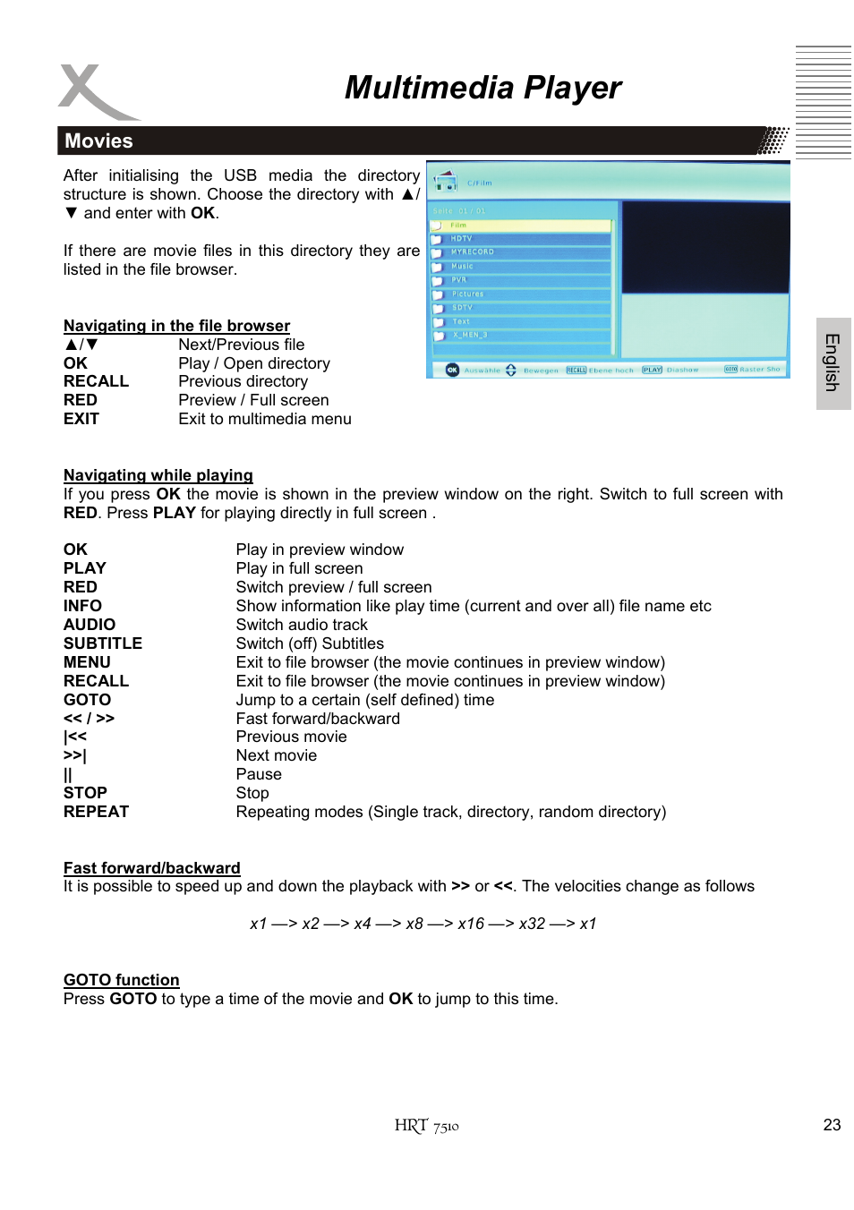 Multimedia player, Movies | Xoro HRT 7510 User Manual | Page 63 / 102