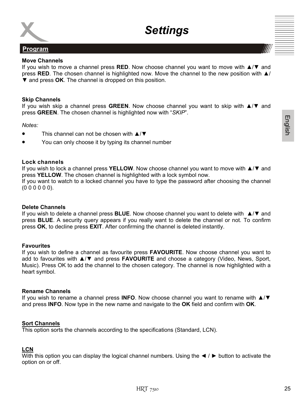Settings | Xoro HRT 7510 User Manual | Page 65 / 102