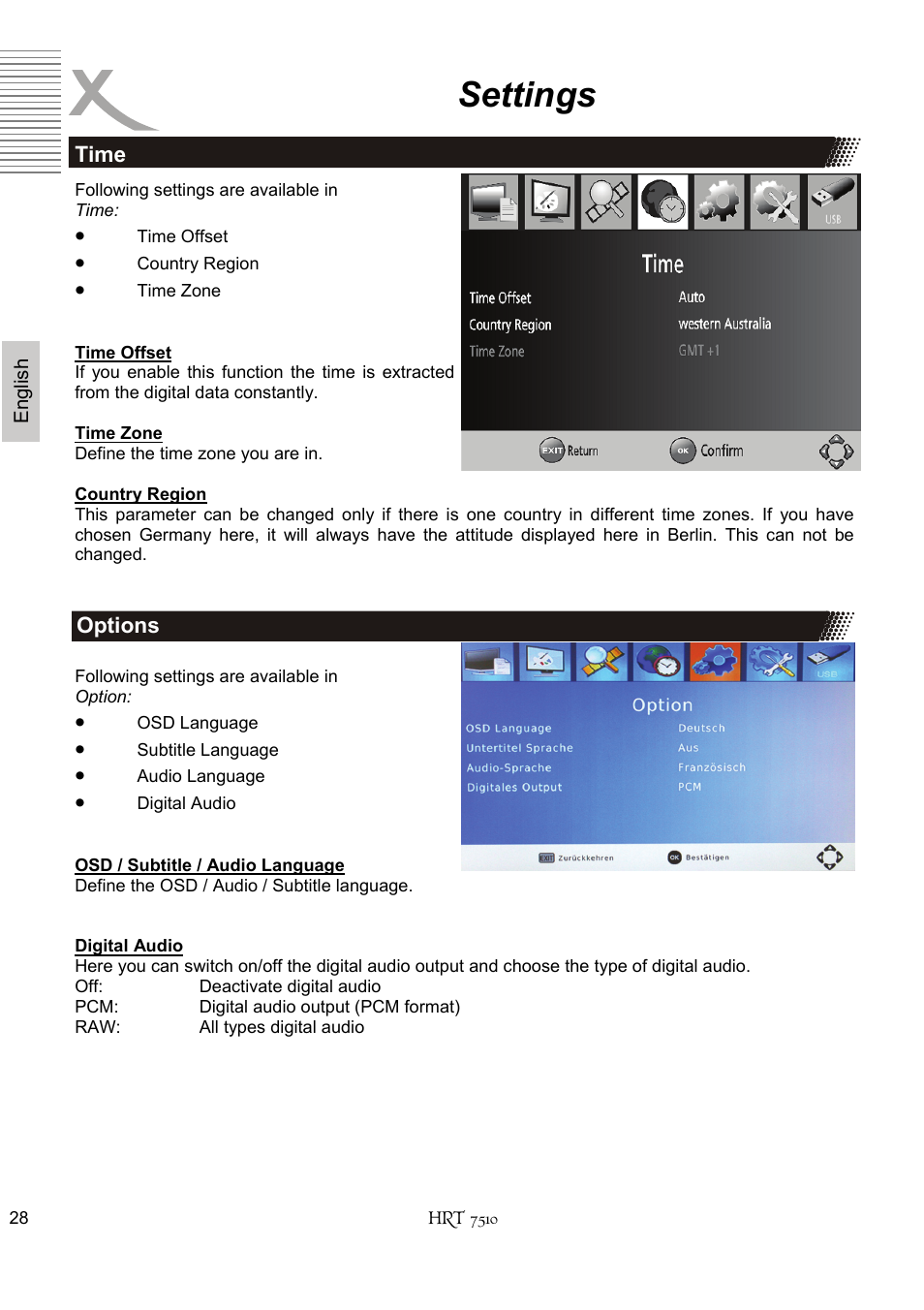 Settings | Xoro HRT 7510 User Manual | Page 68 / 102