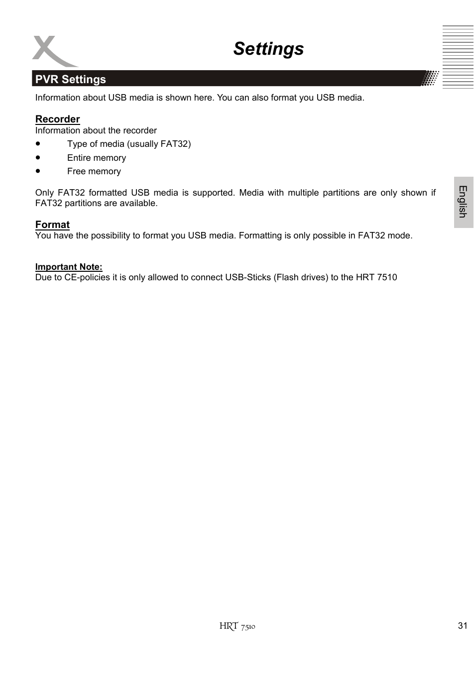 Settings | Xoro HRT 7510 User Manual | Page 71 / 102