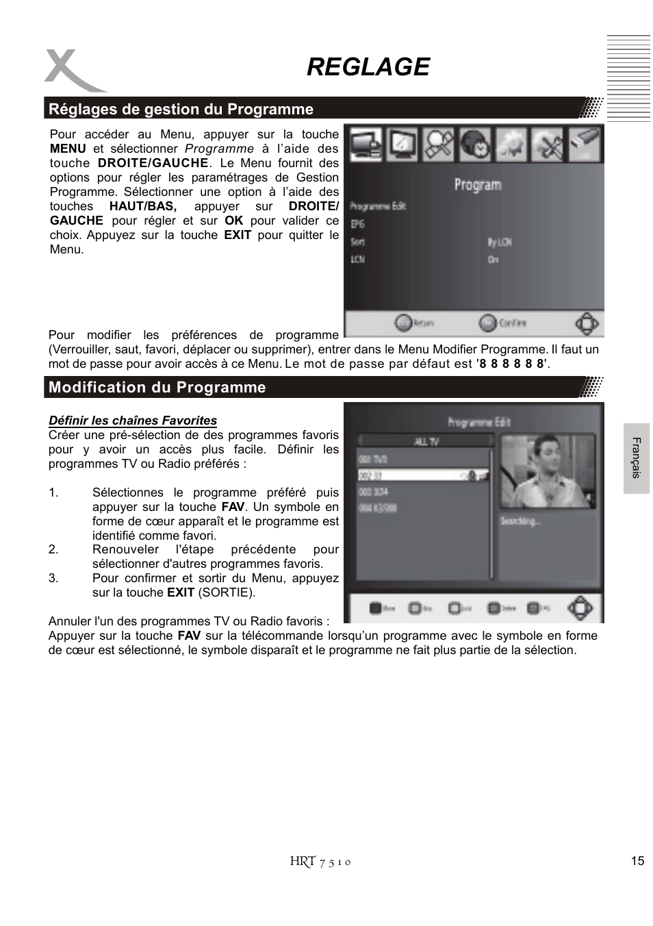 Reglage | Xoro HRT 7510 User Manual | Page 89 / 102