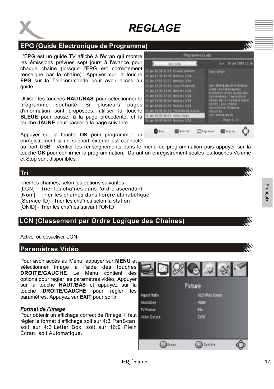 Reglage | Xoro HRT 7510 User Manual | Page 91 / 102