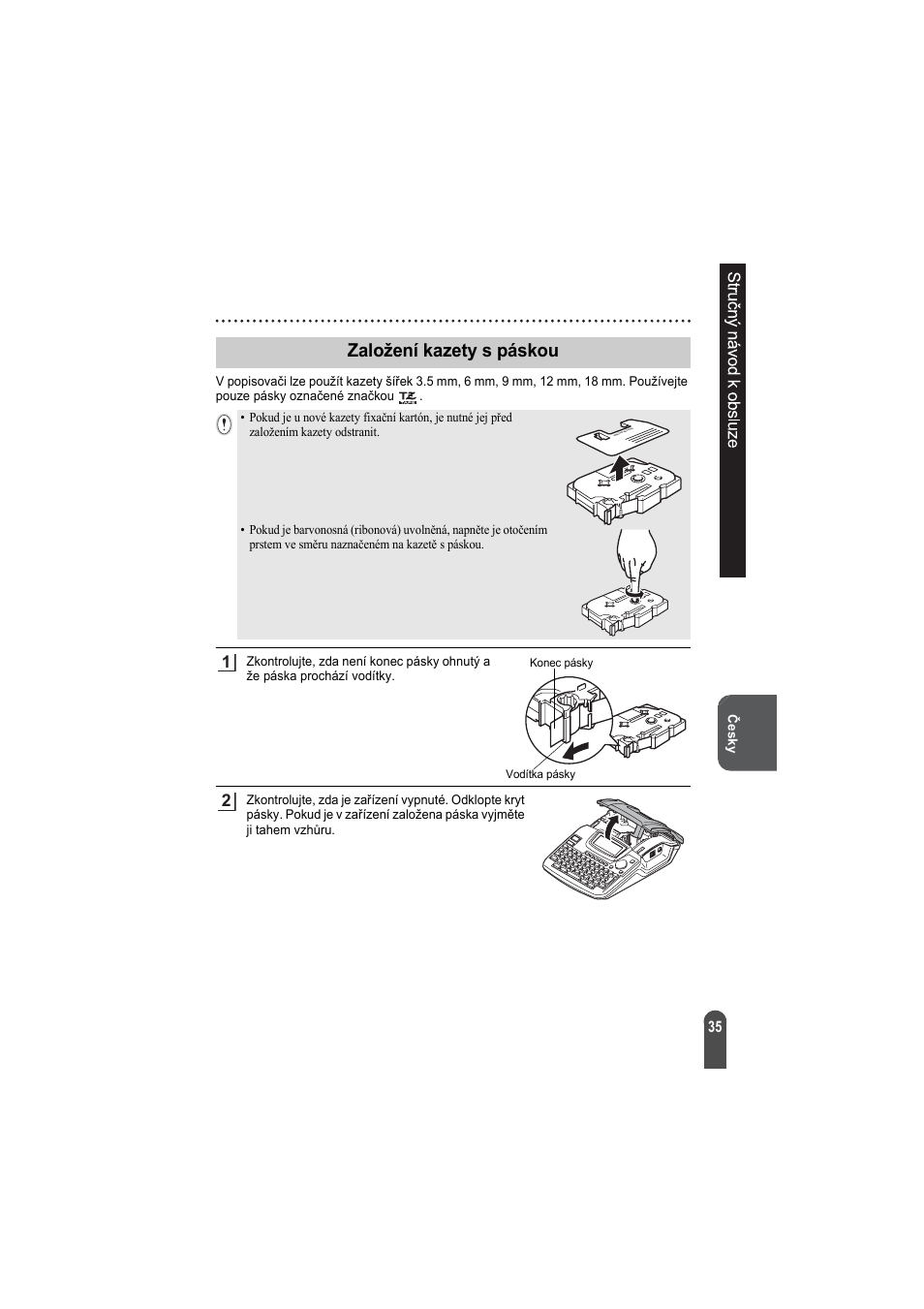Založení kazety s páskou | Brother PT-2100 User Manual | Page 36 / 92