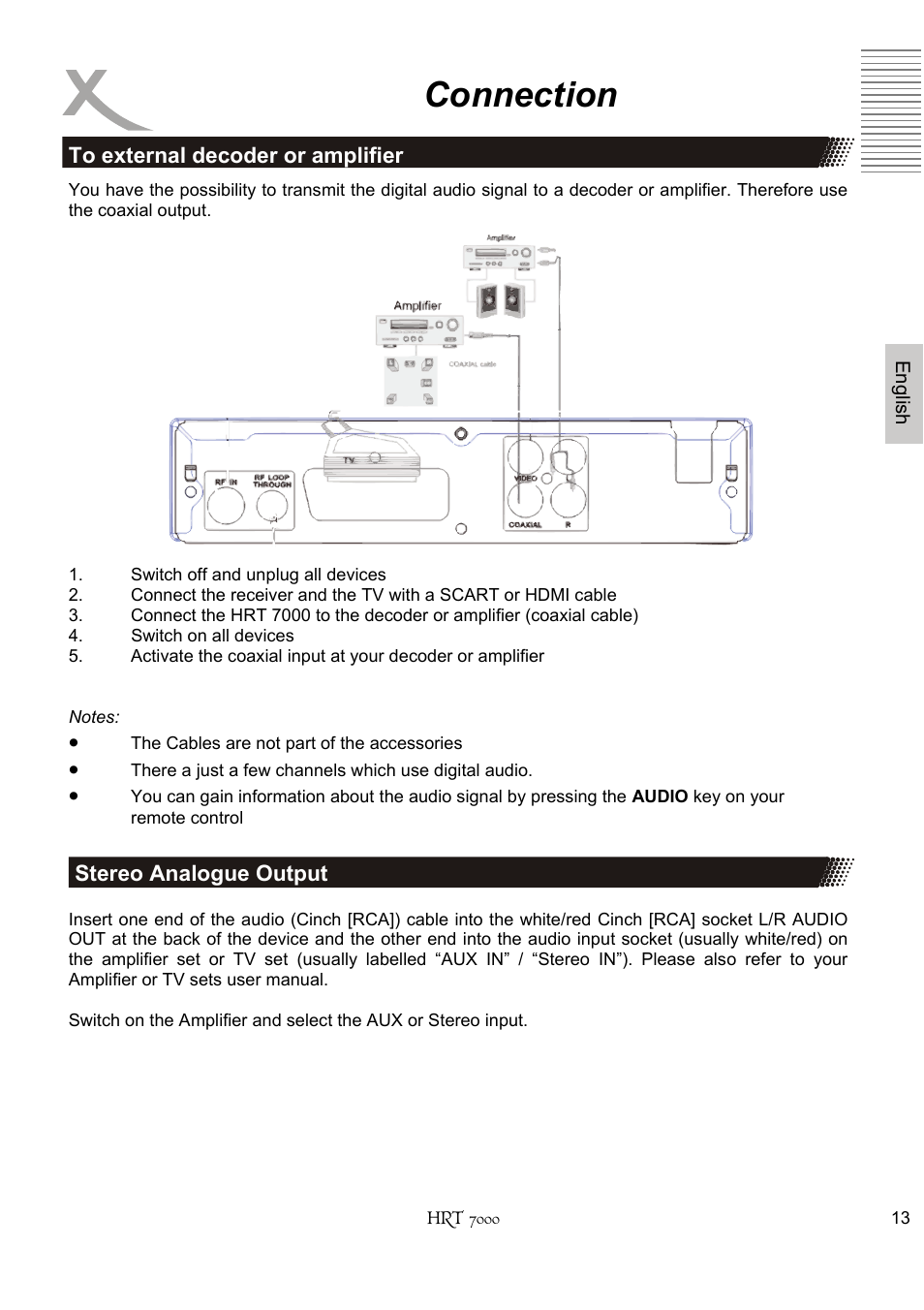 Connection | Xoro HRT 7000 User Manual | Page 13 / 45