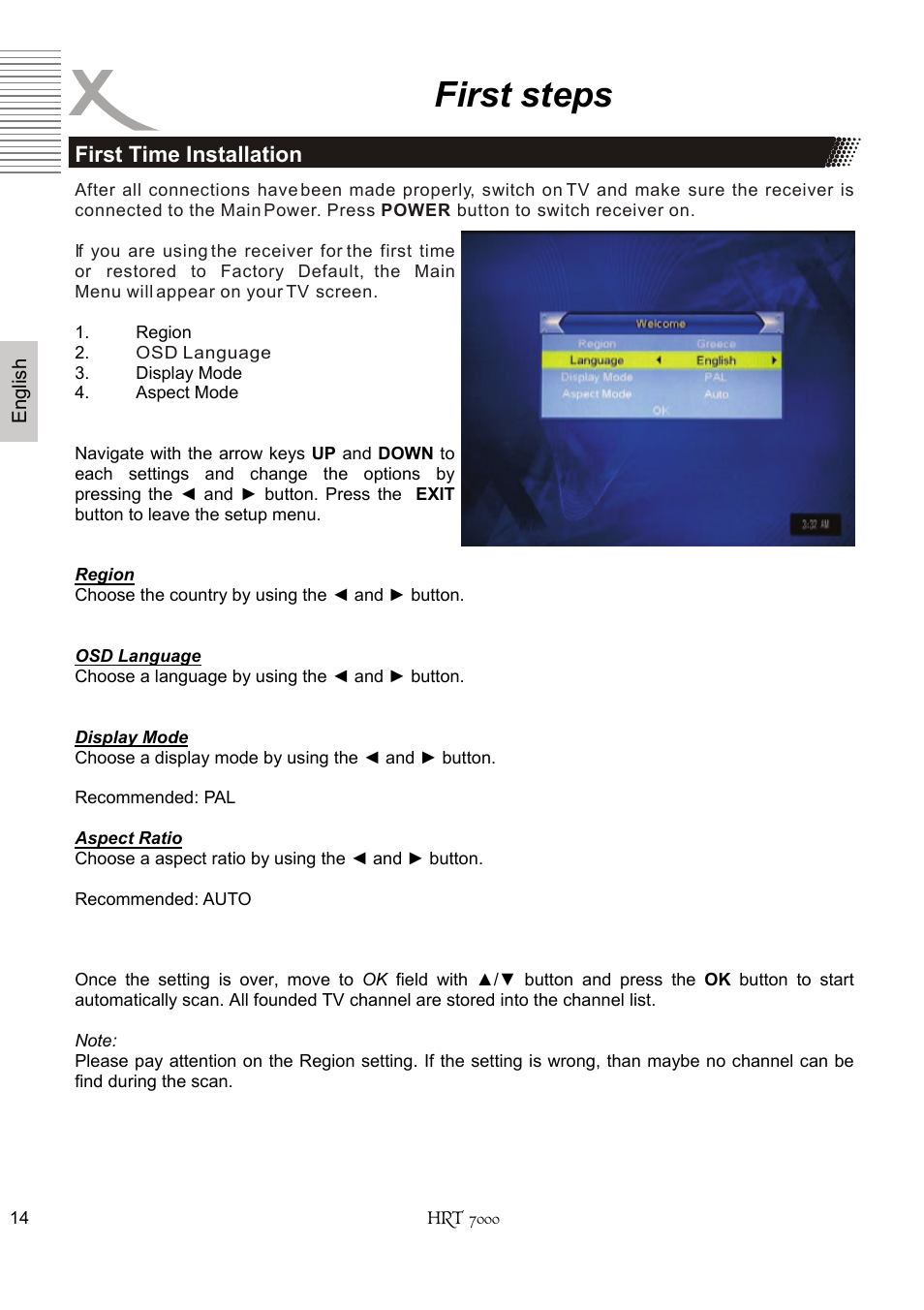 First steps | Xoro HRT 7000 User Manual | Page 14 / 45