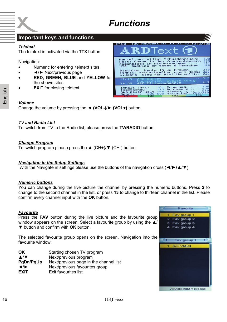 Functions | Xoro HRT 7000 User Manual | Page 16 / 45