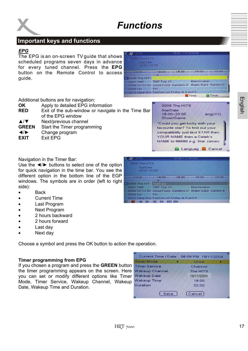 Functions | Xoro HRT 7000 User Manual | Page 17 / 45