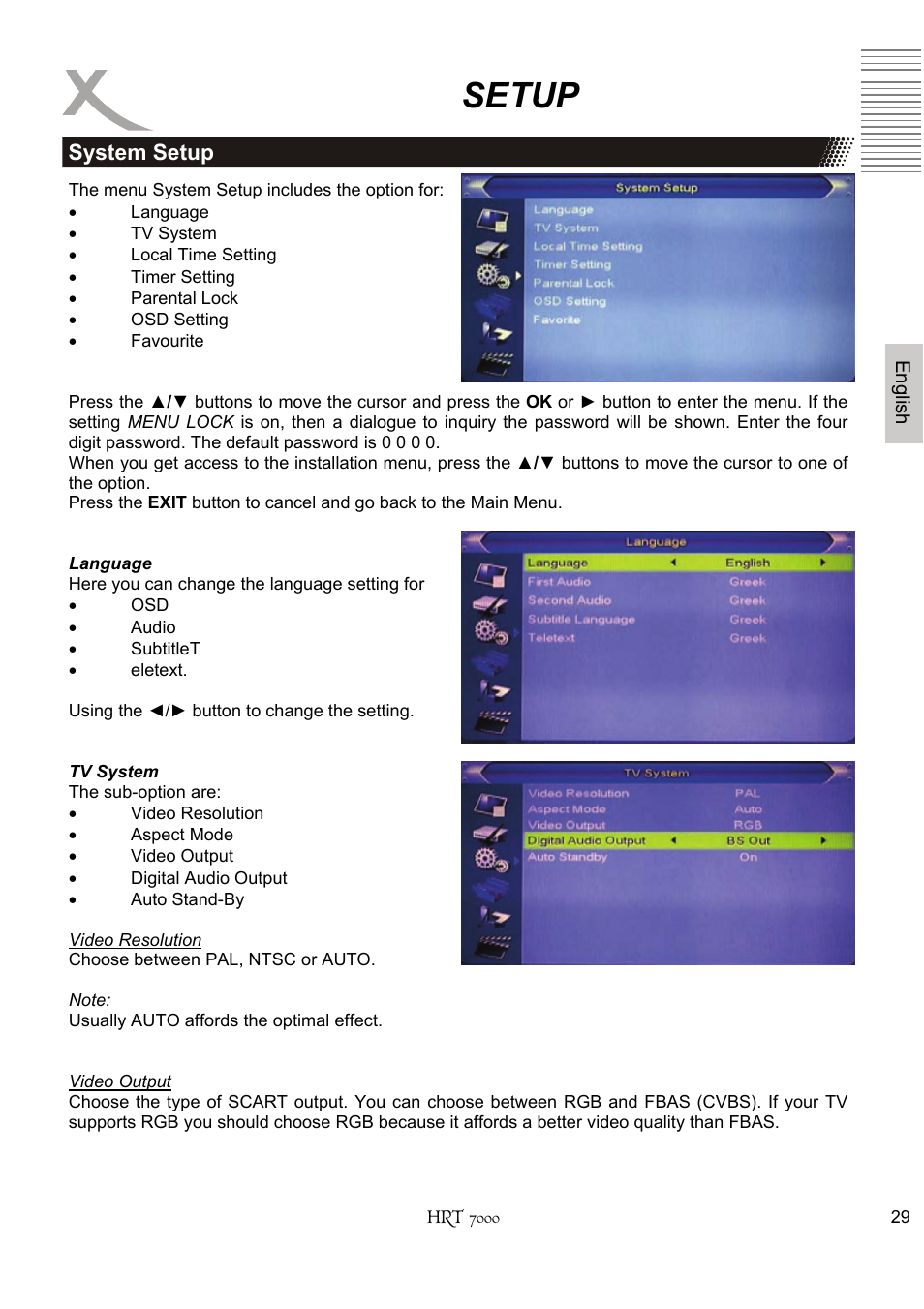 Setup | Xoro HRT 7000 User Manual | Page 29 / 45