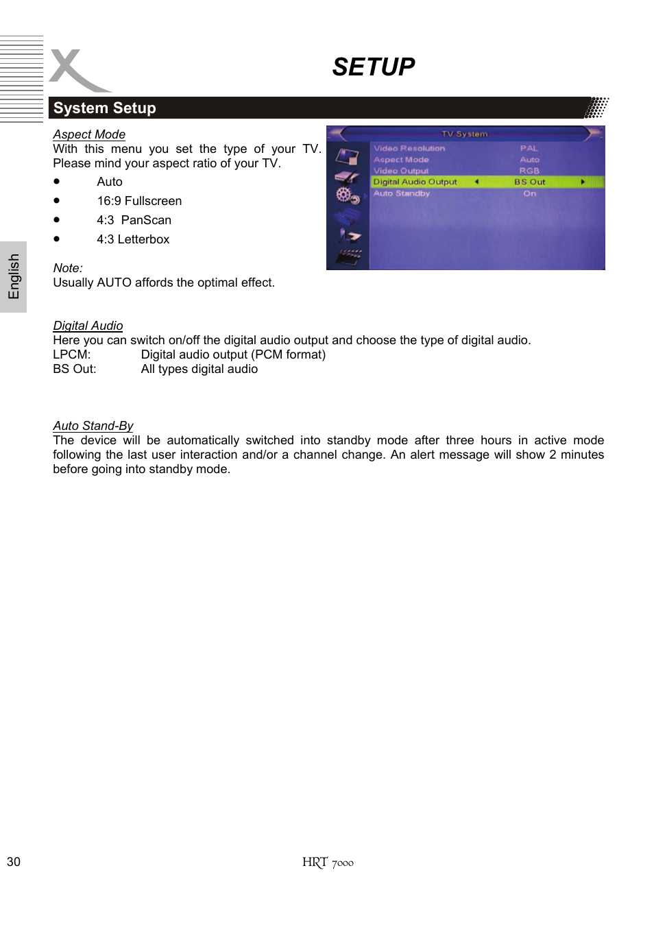 Setup | Xoro HRT 7000 User Manual | Page 30 / 45