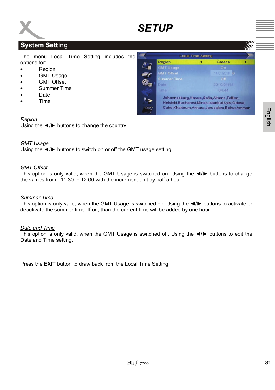 Setup | Xoro HRT 7000 User Manual | Page 31 / 45
