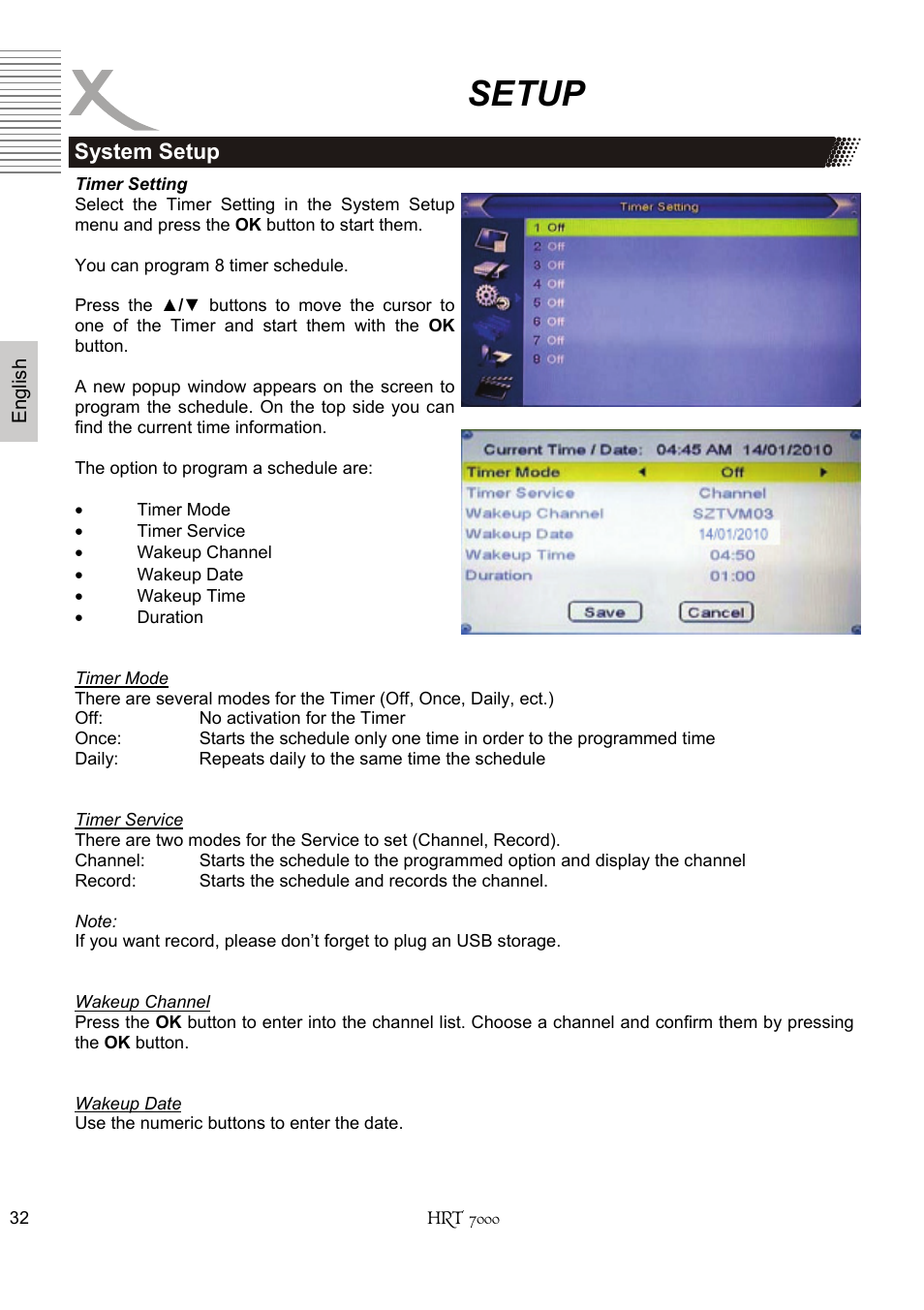 Setup | Xoro HRT 7000 User Manual | Page 32 / 45