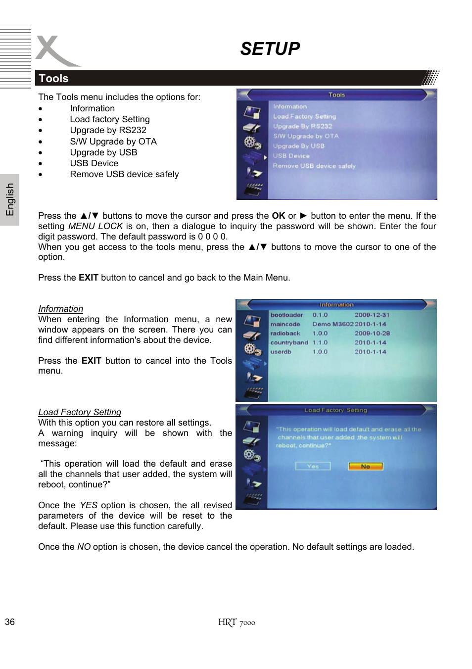 Setup | Xoro HRT 7000 User Manual | Page 36 / 45
