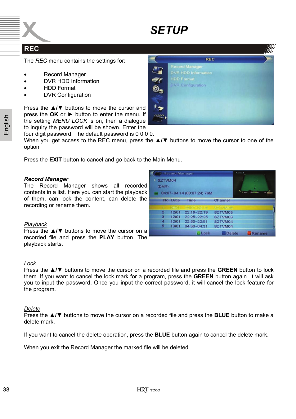 Setup | Xoro HRT 7000 User Manual | Page 38 / 45