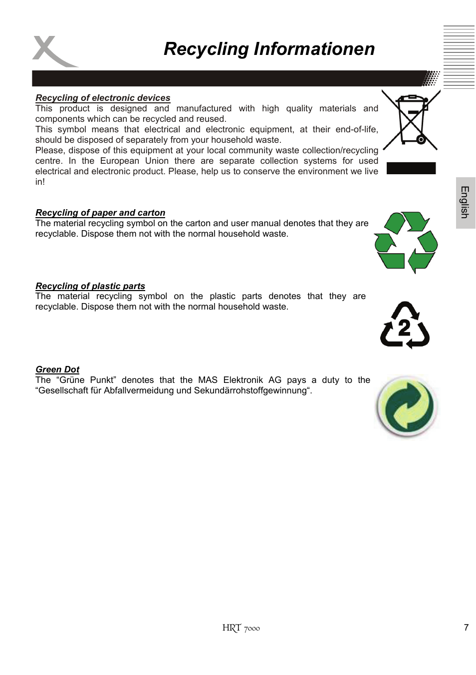 Recycling informationen | Xoro HRT 7000 User Manual | Page 7 / 45