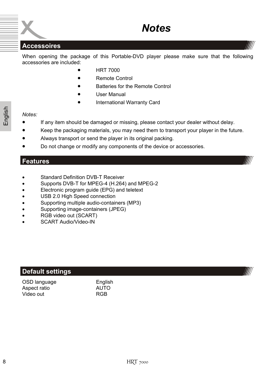 Xoro HRT 7000 User Manual | Page 8 / 45