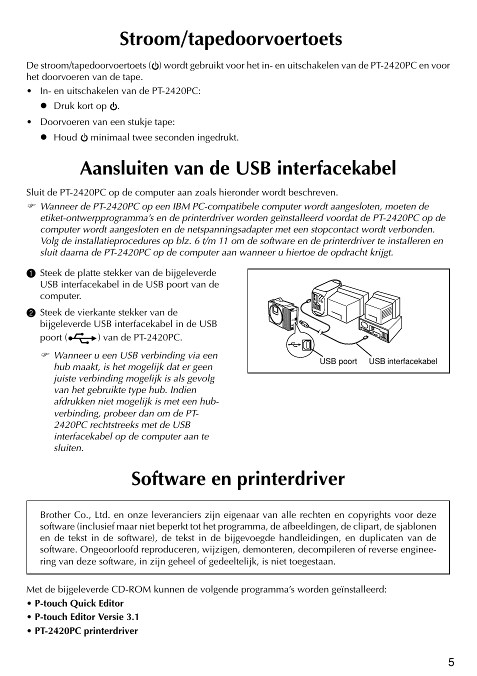 Stroom/tapedoorvoertoets | Brother PT-2420PC User Manual | Page 103 / 280