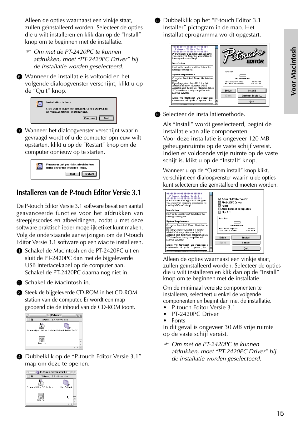 Installeren van de p-touch editor versie 3.1 | Brother PT-2420PC User Manual | Page 113 / 280