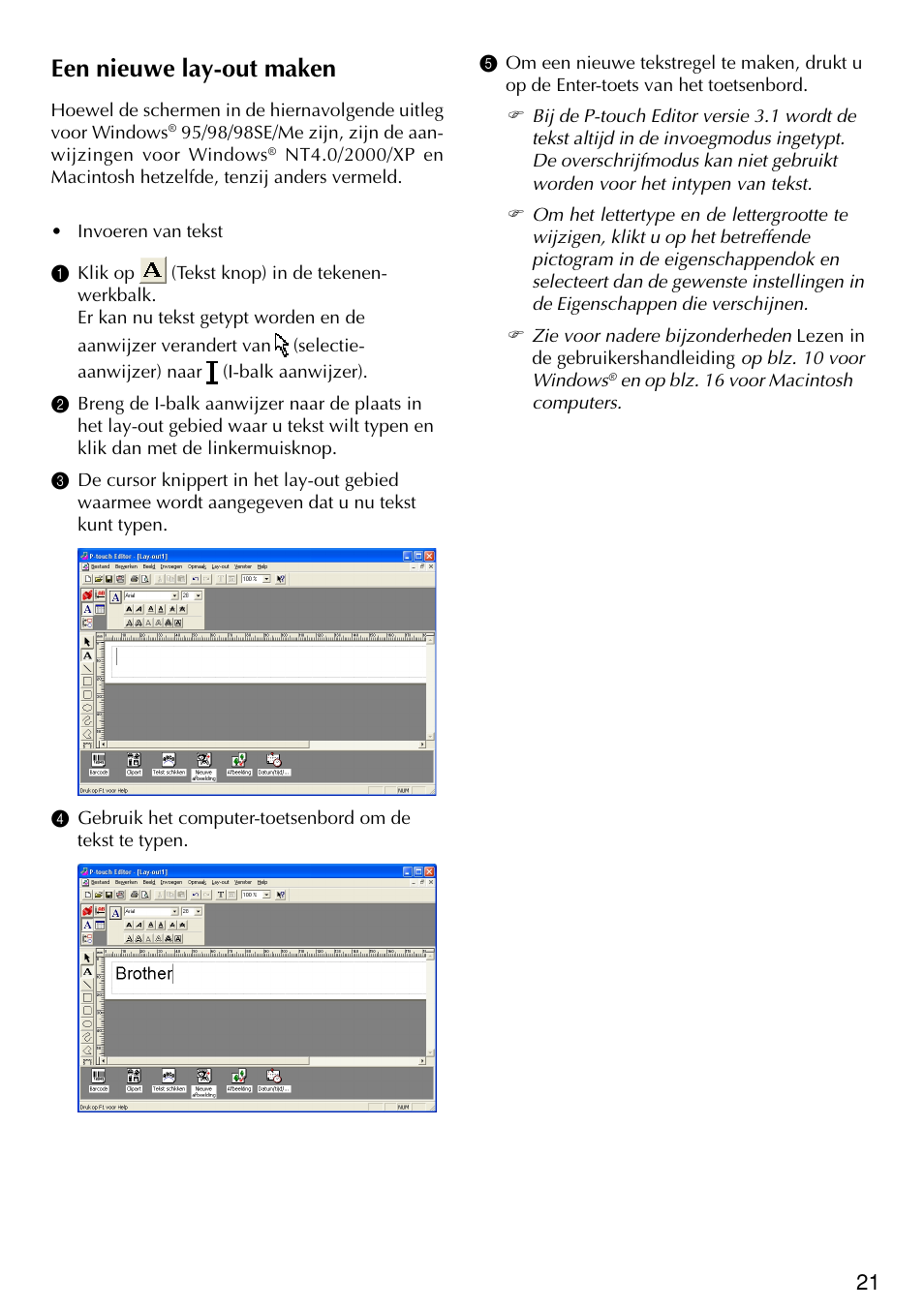 Een nieuwe lay-out maken | Brother PT-2420PC User Manual | Page 119 / 280