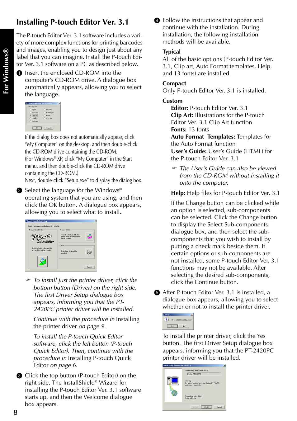 Installing p-touch editor ver. 3.1 | Brother PT-2420PC User Manual | Page 12 / 280