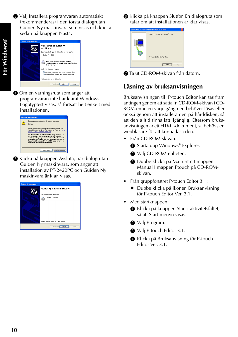 Läsning av bruksanvisningen | Brother PT-2420PC User Manual | Page 138 / 280