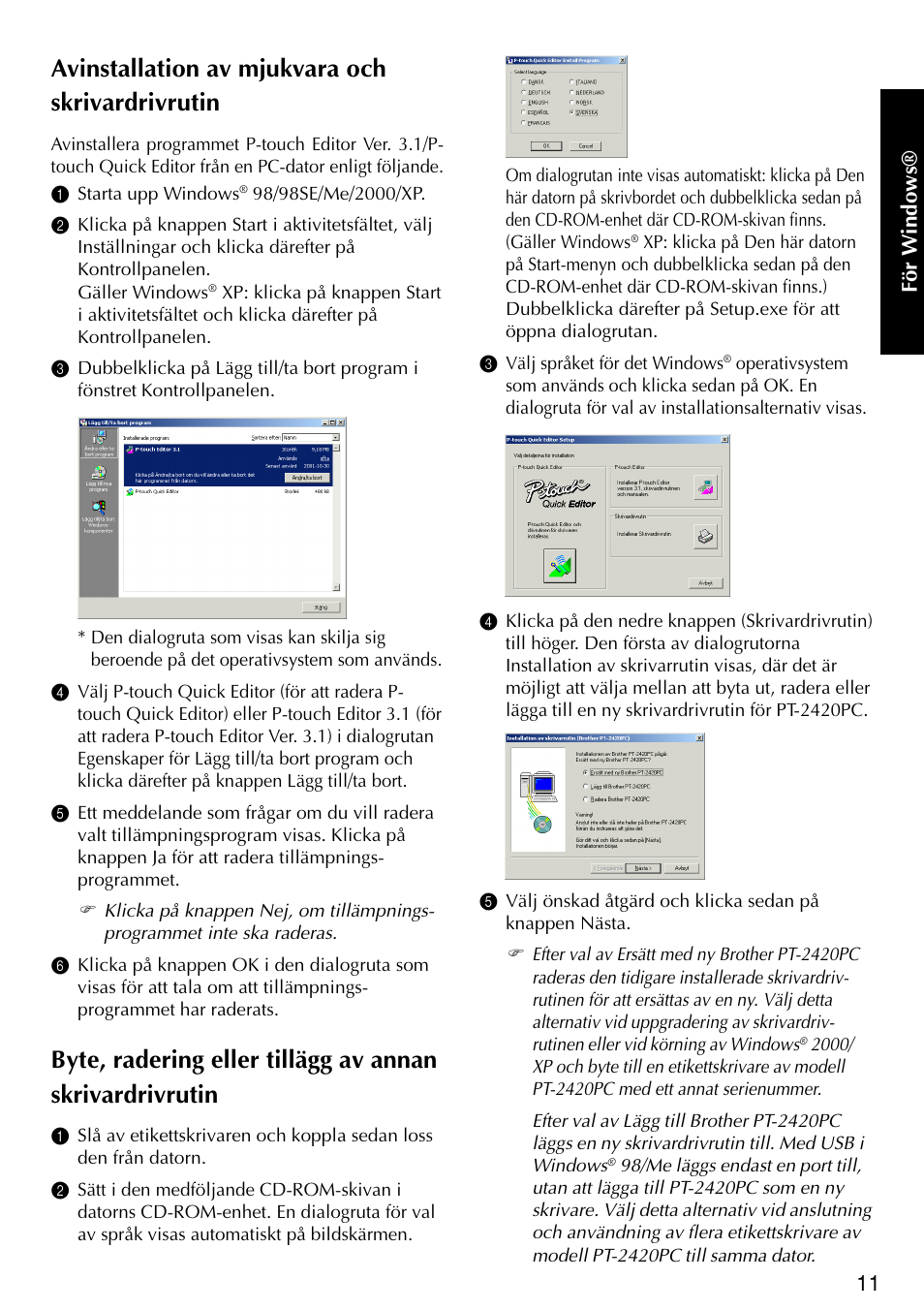 Avinstallation av mjukvara och skrivardrivrutin | Brother PT-2420PC User Manual | Page 139 / 280