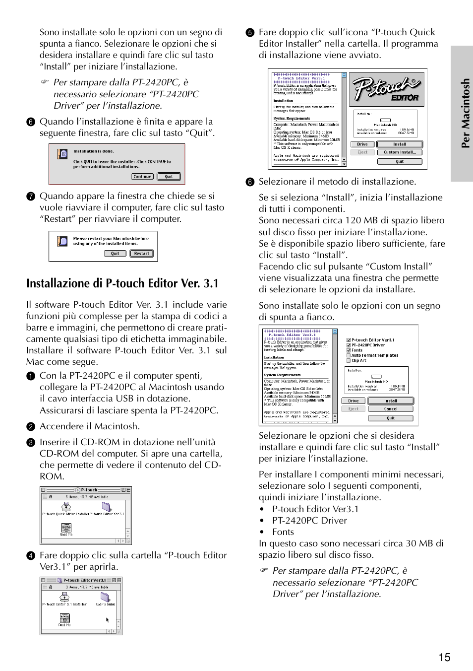 Installazione di p-touch editor ver. 3.1 | Brother PT-2420PC User Manual | Page 203 / 280