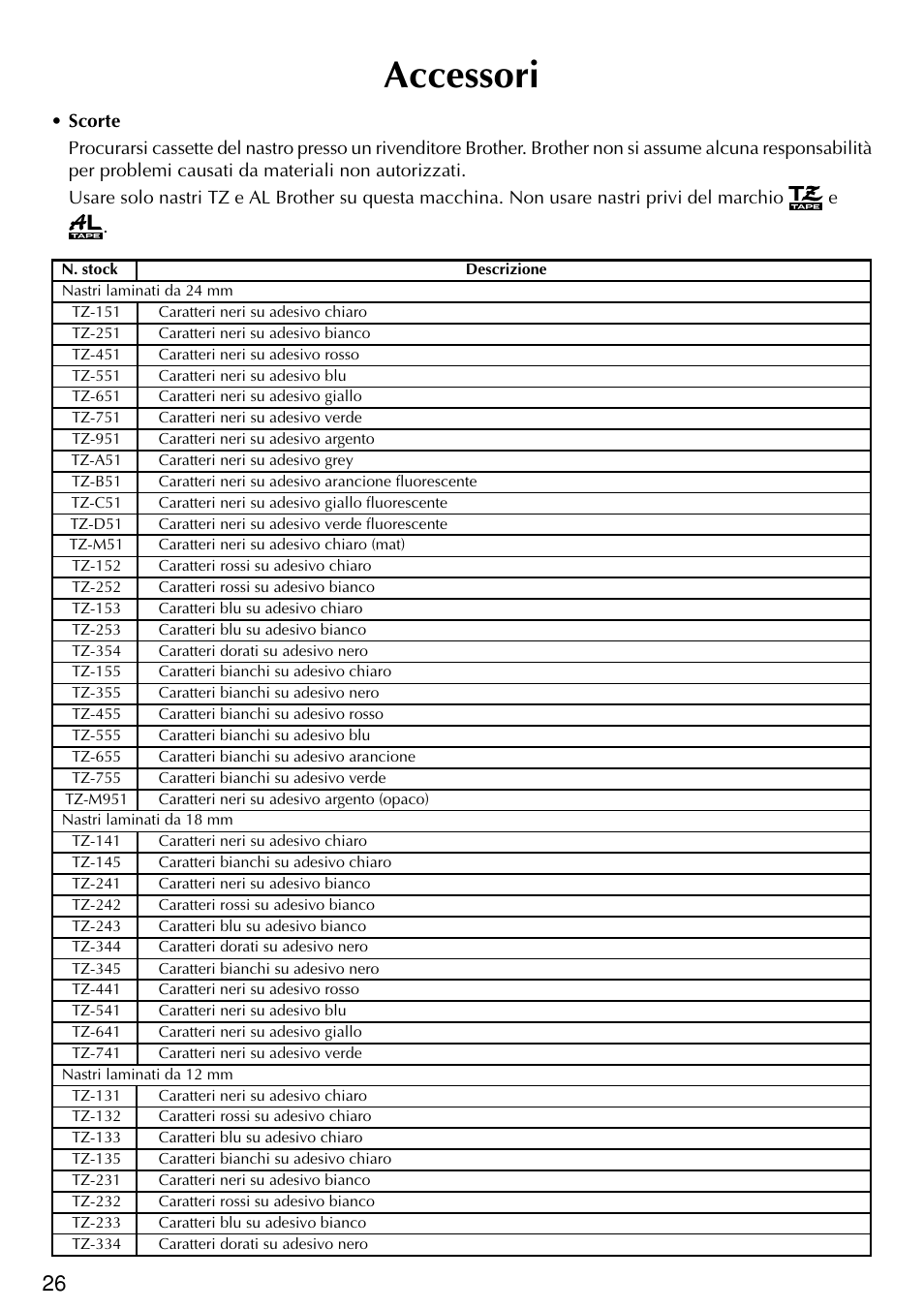 Accessori | Brother PT-2420PC User Manual | Page 214 / 280