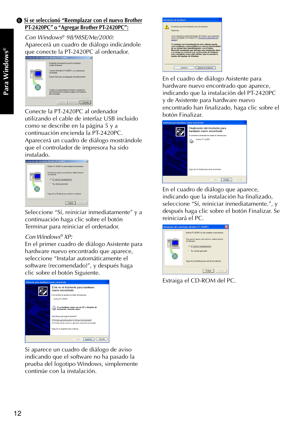 Para w indows | Brother PT-2420PC User Manual | Page 230 / 280