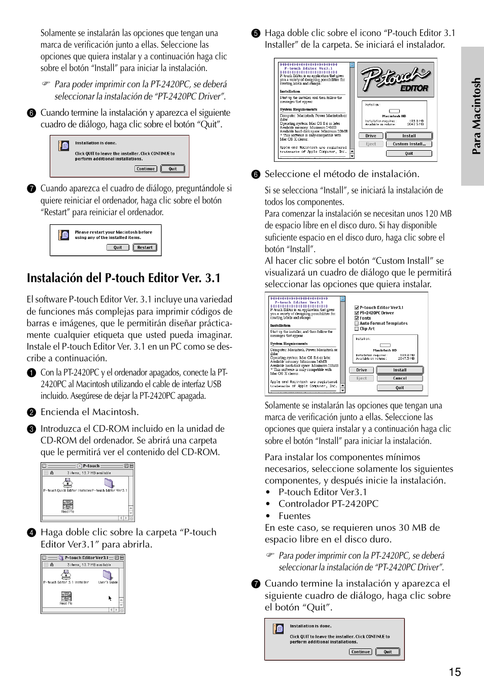 Instalación del p-touch editor ver. 3.1 | Brother PT-2420PC User Manual | Page 233 / 280