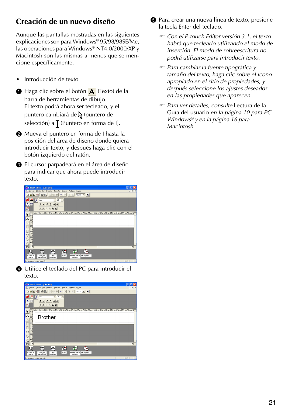 Creación de un nuevo diseño | Brother PT-2420PC User Manual | Page 239 / 280