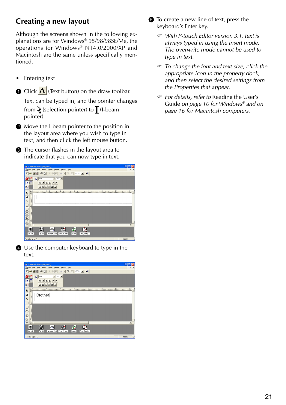 Creating a new layout | Brother PT-2420PC User Manual | Page 25 / 280