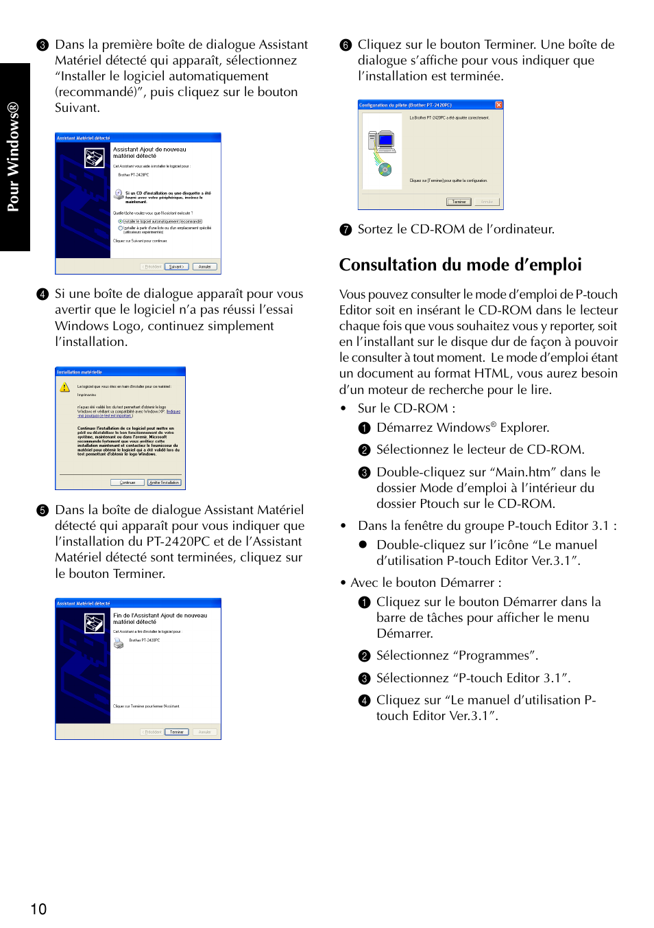 Consultation du mode d’emploi | Brother PT-2420PC User Manual | Page 44 / 280