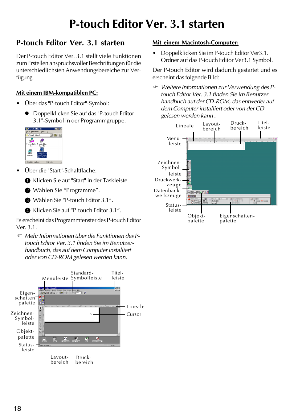 P-touch editor ver. 3.1 starten | Brother PT-2420PC User Manual | Page 82 / 280