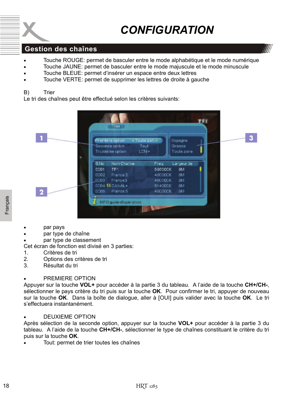 Configuration, Gestion des chaînes | Xoro HRT 1285 User Manual | Page 104 / 134