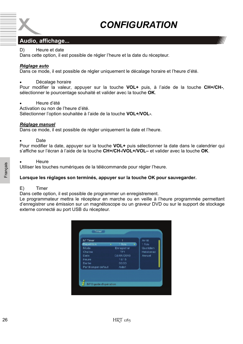 Configuration, Audio, affichage | Xoro HRT 1285 User Manual | Page 112 / 134