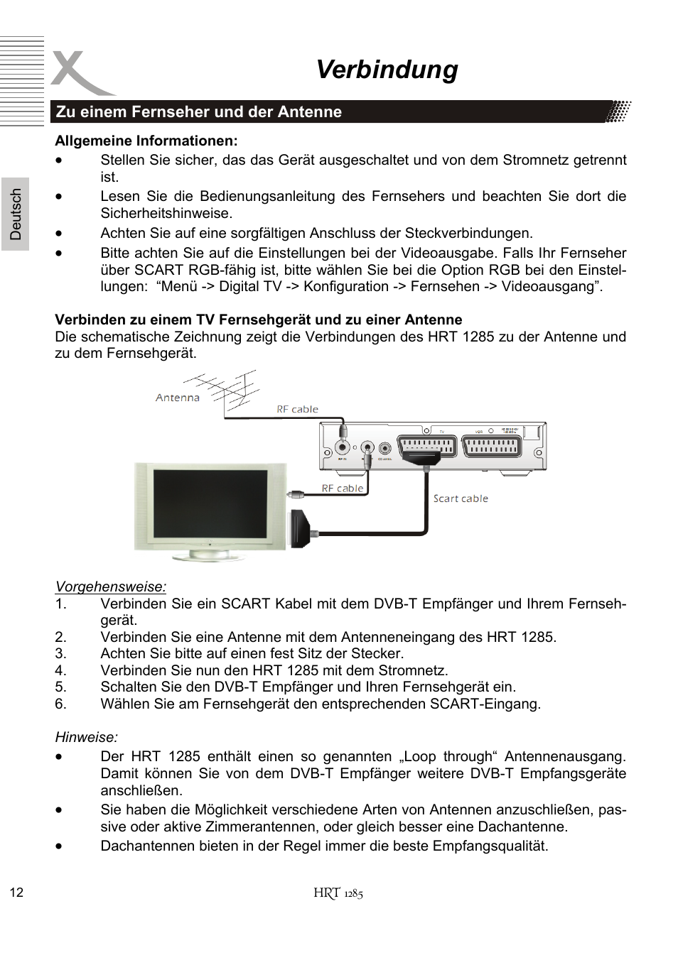 Verbindung | Xoro HRT 1285 User Manual | Page 12 / 134