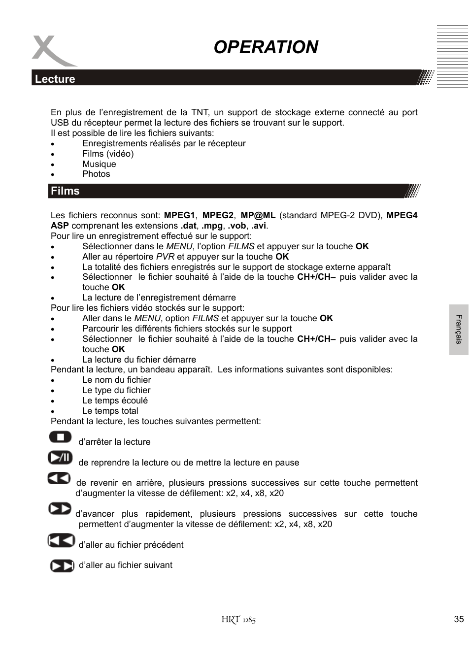 Operation, Lecture films | Xoro HRT 1285 User Manual | Page 121 / 134