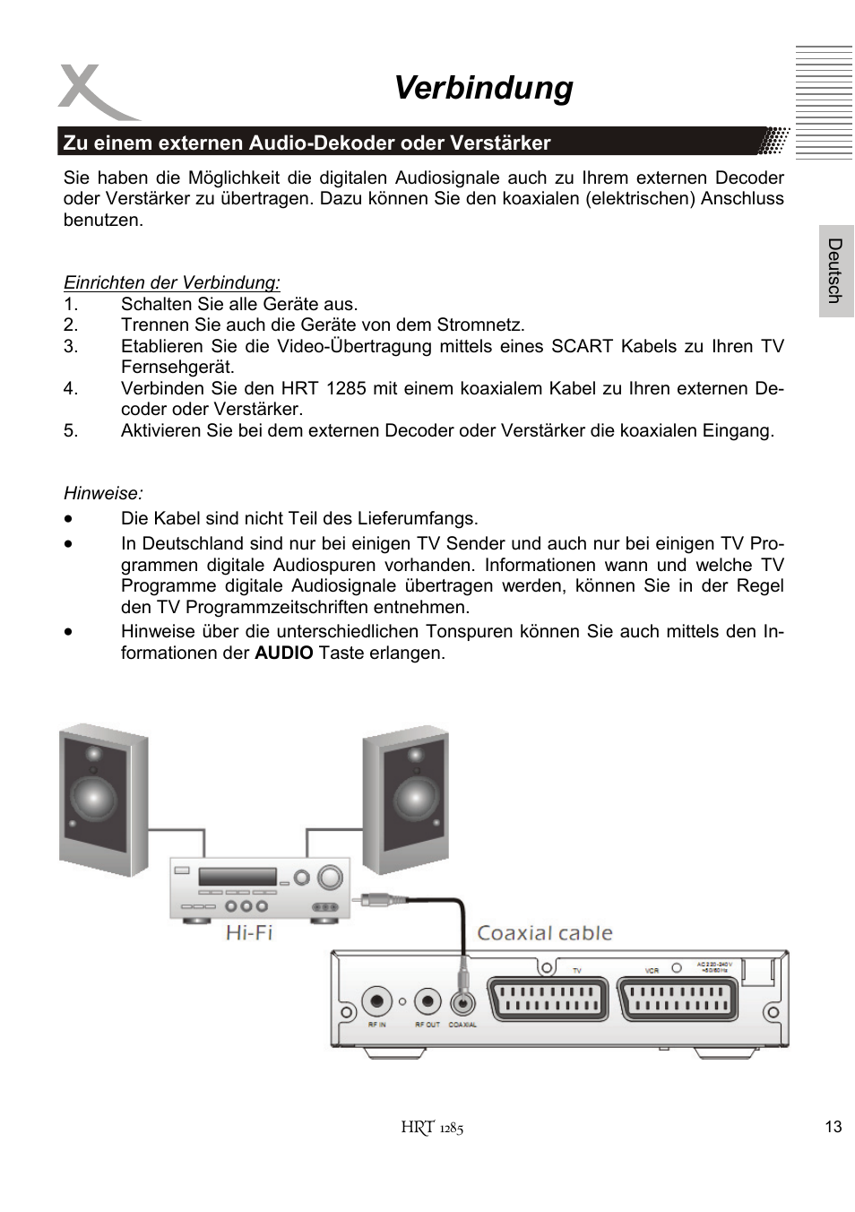 Verbindung | Xoro HRT 1285 User Manual | Page 13 / 134