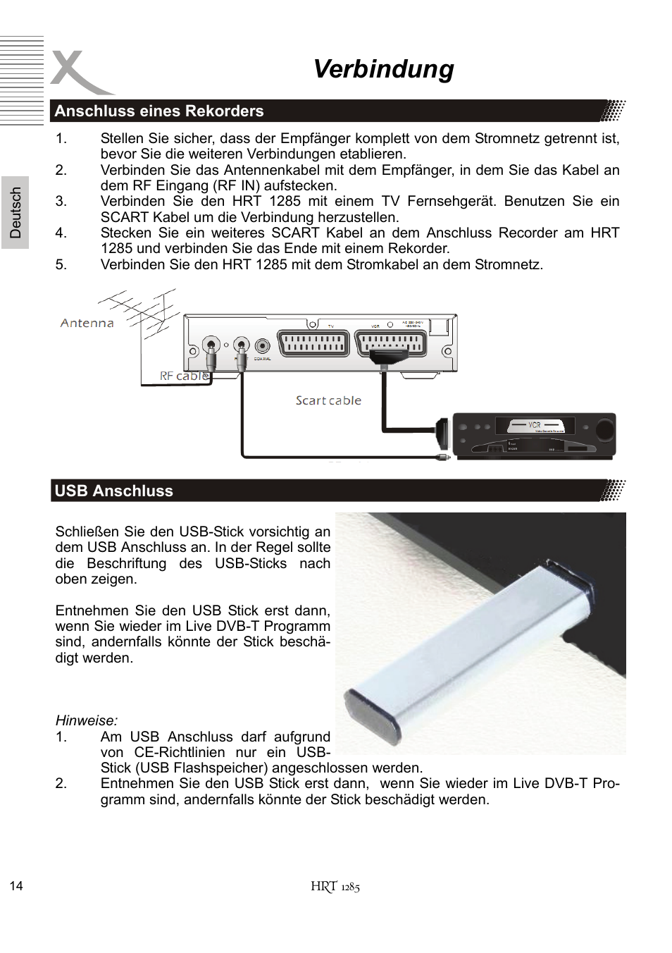 Verbindung | Xoro HRT 1285 User Manual | Page 14 / 134