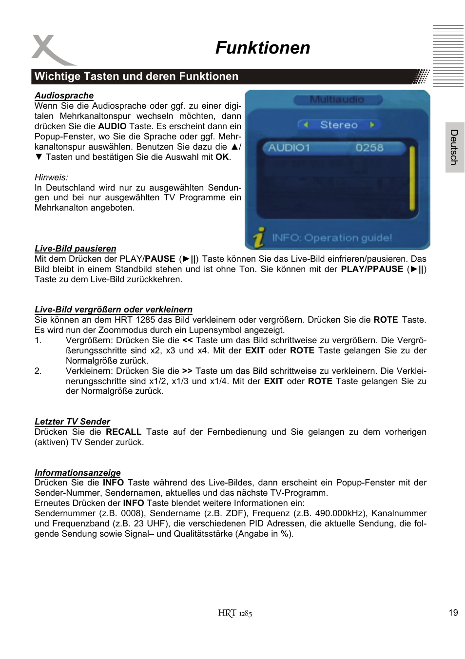Funktionen | Xoro HRT 1285 User Manual | Page 19 / 134