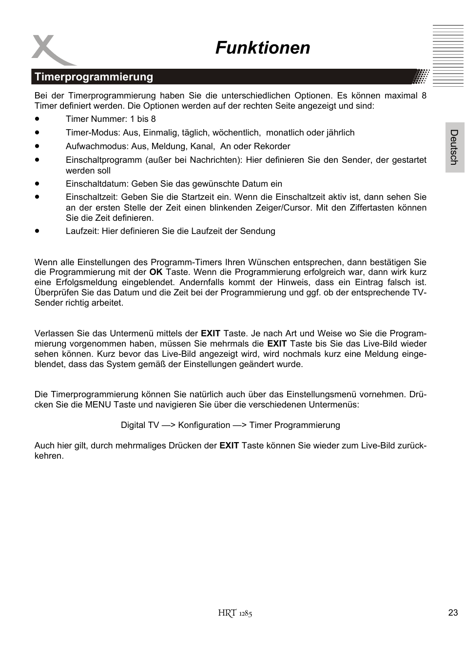 Funktionen | Xoro HRT 1285 User Manual | Page 23 / 134