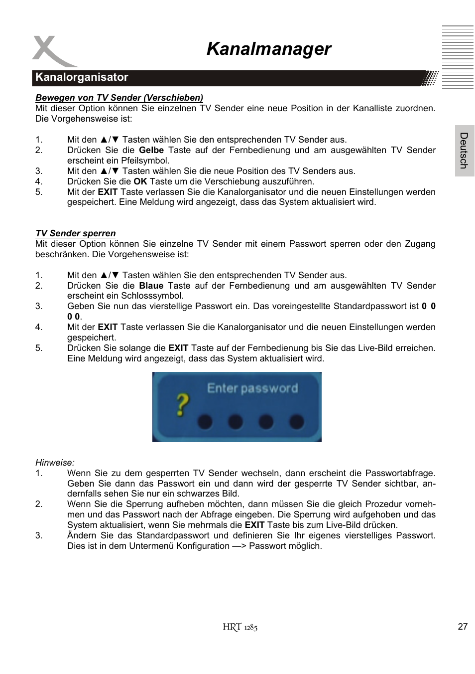 Kanalmanager | Xoro HRT 1285 User Manual | Page 27 / 134
