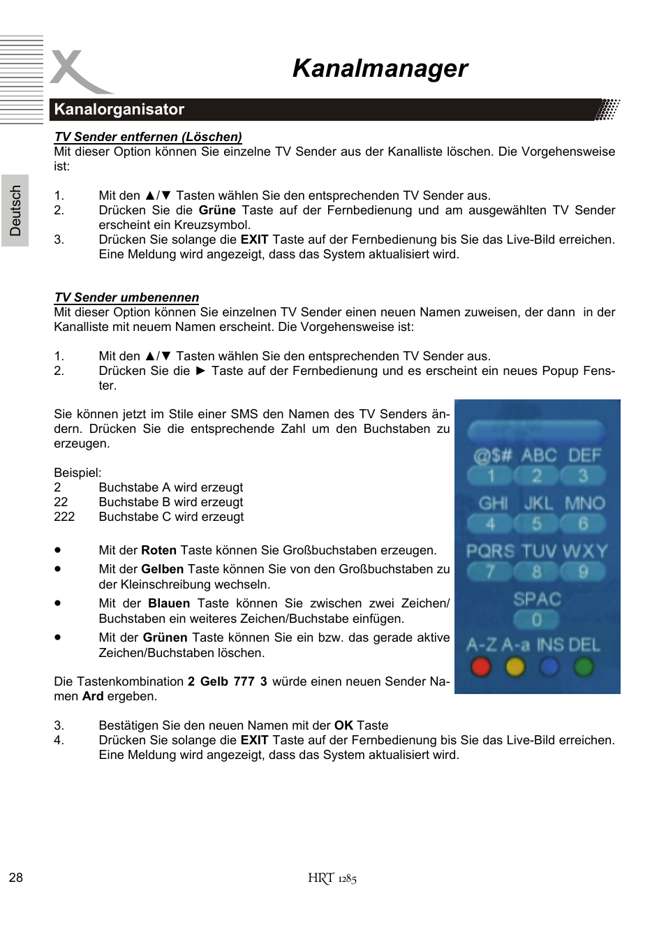 Kanalmanager | Xoro HRT 1285 User Manual | Page 28 / 134