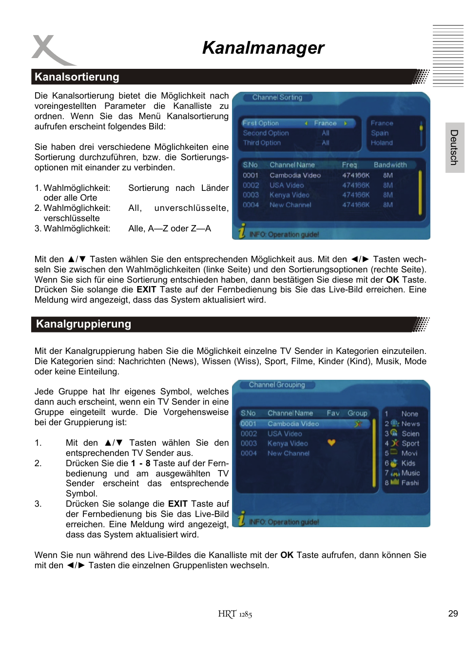 Kanalmanager | Xoro HRT 1285 User Manual | Page 29 / 134
